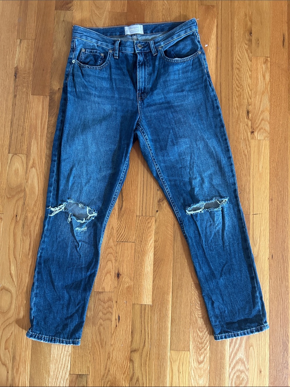 Everlane Distressed Blue Denim Jeans The Summer Jean